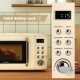 Cream white 700W retro countertop microwave oven with child safety lock and easy-to-use control panel for small spaces.