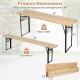 Folding picnic table with benches, solid fir wood, black metal frame, seats 6, ideal for patio and backyard gatherings.