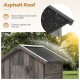 Asphalt roof detail of a 70-inch garden tool storage cabinet, designed for outdoor protection against rain and sun.
