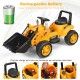 Kids ride-on excavator digger in yellow with realistic lifting arms, rechargeable battery, ideal for indoor and outdoor.
