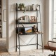 Freestanding 71” black laptop desk with open shelves, featuring wall attachment for safety, perfect for bedroom or.