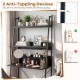 Freestanding 71” black laptop desk with open shelves, featuring anti-toppling devices for added safety in any room.