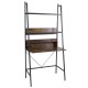 Freestanding 71” high laptop desk with brown wood finish and open shelves, ideal for home office or study use.