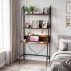Freestanding 71” high laptop desk with open shelves, brown finish, ideal for bedroom or living room organization.