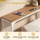 Narrow console table with built-in charging station, featuring 2 AC outlets and USB ports, ideal for small spaces.