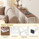 Narrow 71-inch console table with natural wood surface, power outlets, and anti-slip foot pads for small spaces.