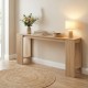 71-inch natural wood console table with storage, showcasing farmhouse style, perfect for hallway organization.