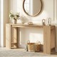 71-inch long console table in natural finish with storage, perfect for hallway organization and farmhouse style decor.