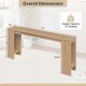 71-inch long natural console table with storage, showcasing smooth wood grain, suitable for hallway organization.