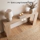 71" extra long console table in natural finish, featuring ample storage and a smooth wood grain for farmhouse style.
