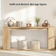 71-inch natural console table with ample bottom storage, showcasing a smooth wood grain for a farmhouse style.