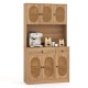 Natural 71-inch pantry cabinet with hutch, highlighting the two drawers and spacious interior for organized kitchen.
