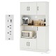 71" tall white kitchen pantry cabinet with built-in charging station, multi-door design, and sturdy construction for.