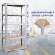 5-tier adjustable storage shelf made of galvanized steel with durable boards, ideal for garage or workshop organization.