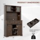 72-inch coffee bar cabinet with sliding barn doors, adjustable shelves, and wine rack for kitchen or dining room use.