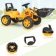 Kids ride-on excavator in yellow with realistic design, comfortable seat, and lifting arms for outdoor fun and play.
