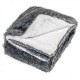 Gray 740GSM soft plush fuzzy luxury faux wolf fur blanket, double-sided design, perfect for sofas and beds.