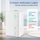 74-pint dehumidifier with 3-color humidity indicator light and LED display, ideal for large rooms up to 5500 sq. ft.