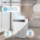 74 pints dehumidifier in white, designed for 4500 sq.ft coverage, featuring smart touch control and quiet operation.