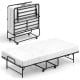 Folding twin bed with gel memory foam mattress, heavy-duty metal frame, and rolling casters for easy storage and.