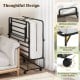 Folding bed with mattress in a compact design, featuring a heavy-duty metal frame and 4 universal casters for easy.