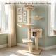 Multi-level cat tree features a spacious top perch, soft cushions, and 7 sisal posts for indoor fun and scratching.