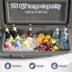 75 QT portable hard cooler in gray filled with ice, drinks, and fruits, perfect for camping and outdoor activities.