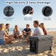 75 quart gray portable hard cooler with wheels, dual latches, and non-slip foot pads, ideal for beach outings.