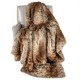 Soft plush fuzzy luxury faux raccoon fur blanket draped over a chair, ideal for sofas and cozy warmth.