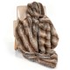 Luxurious brown faux fox fur blanket draped over a chair, featuring a soft texture and double-sided design for comfort.