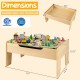 Wooden train set activity table with 78 pieces, double-sided board, and storage space for kids aged 18 months and older.