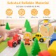 Wooden train set with 78 pieces, including vehicles and figures, designed for kids aged 18M+ with rounded corners for safety.