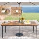 79-inch acacia wood outdoor dining table for 8 with a 1.9-inch umbrella hole, perfect for backyard gatherings.