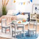 Kids 5-piece wooden table and chair set in white, perfect for playroom activities and safe for toddlers aged 2 to 6.