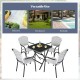 Set of 4 stackable patio dining chairs with armrests in white PE rattan, ideal for garden, poolside, or backyard use.