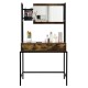 Industrial vanity table in brown with adjustable mirror, spacious drawer, and brush storage for cosmetics and beauty.