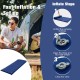 Self-inflating blue foam sleeping cot with built-in valve for quick setup, ideal for camping and outdoor use.
