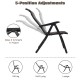 Adjustable backrest of a folding rattan chair showcasing 5 positions, made of durable PE rattan for outdoor relaxation.