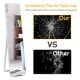Full-length frameless floor mirror with explosion-proof film, sturdy U-shaped bracket, ideal for living room or bedroom.
