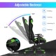Adjustable swivel gaming chair with green accents, featuring a reclining backrest from 90° to 155° for versatile use.