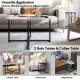 Round coffee table with faux marble top and X-shaped steel base, part of a 3-piece set for versatile living room use.
