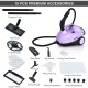 Multi-purpose steam cleaner mop in purple with 19 accessories for versatile cleaning, including floor brush and glass.