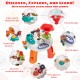 Multicolored Mind-Developing Explore Activity Center Table for kids, featuring 9 activities and a piano for interactive.