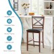 Counter height bar stool with PU leather seat and sturdy wood frame, perfect for kitchen or dining room use.