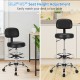 Swivel drafting chair in black with adjustable height, backrest, and footring for versatile desk or bar table use.