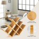 Freestanding bamboo wine rack holding 8 bottles, featuring a compact design and smooth surface for stylish storage.