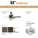 52-inch retro ceiling fan showcasing coffee palm blade finish, perfect for stylish home decor in medium to large spaces.