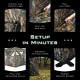 3 Person Portable Pop-Up Ground Hunting Blind with tie-downs, featuring camouflage fabric and easy setup for outdoor.