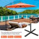 10FT orange offset umbrella with 8 ribs and cross base, ideal for providing shade on patios or outdoor spaces.