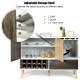 Mid-century buffet sideboard with adjustable shelf, wine rack for 10 bottles, and spacious drawer for kitchen or dining.